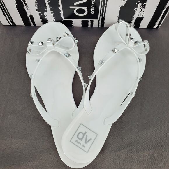 DV Dolce Vita Sunkissed White Jelly Sandal Studded Womens Size 8 New In Box - Picture 2 of 6